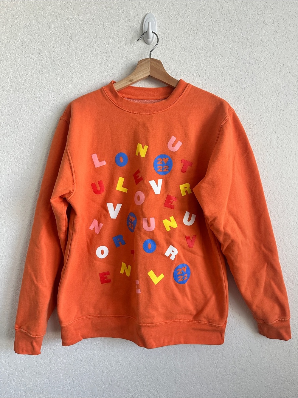 Harry Styles Orange 2022 Love On Tour Letters Crewneck Sweatshirt Medium